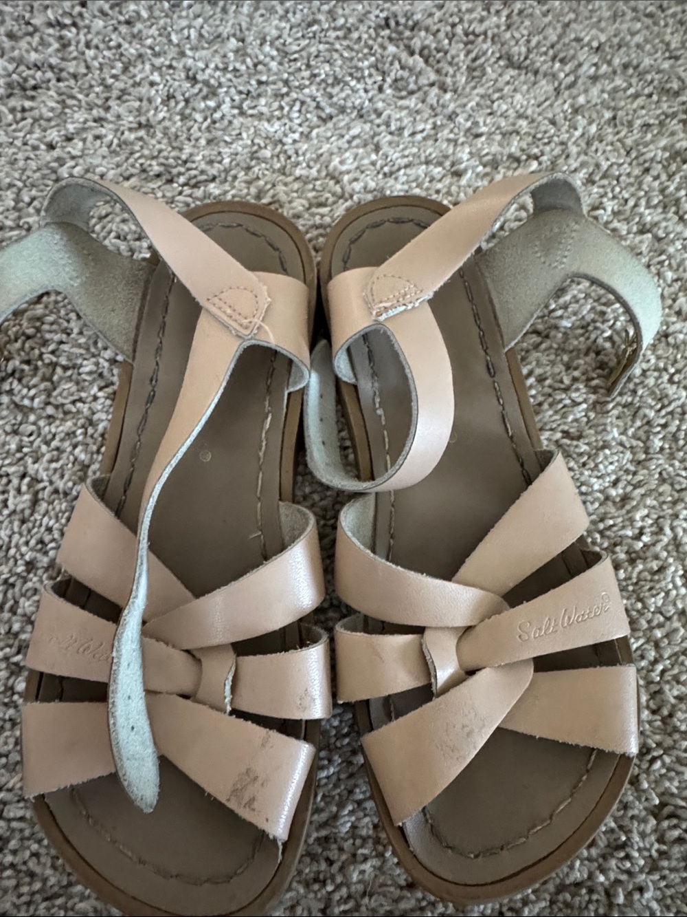 Salt Water Sandals by Hoy Beige/Tan Strappy Kids Sandals